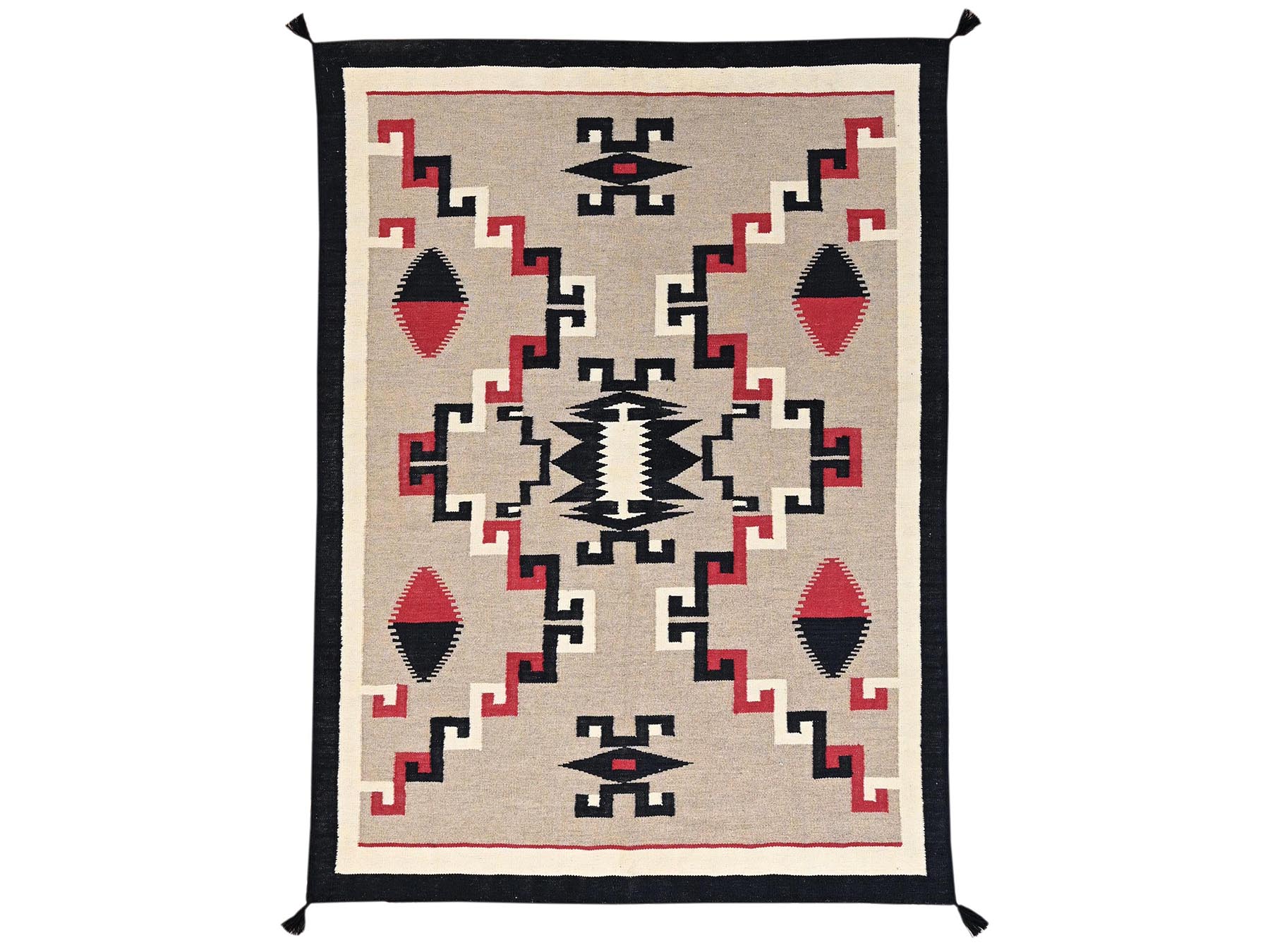 5'1"x7'2" Khaki Brown, Flat Weave, American Indian Southwest Geometric Design, Hand Woven, 100% Wool, Oriental Rug HR2287