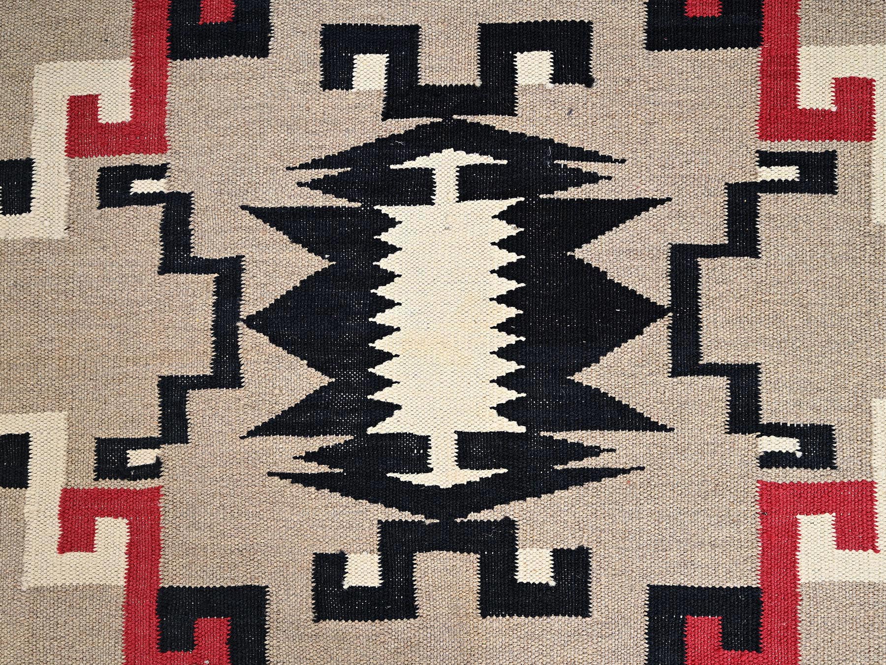 5'1"x7'2" Khaki Brown, Flat Weave, American Indian Southwest Geometric Design, Hand Woven, 100% Wool, Oriental Rug HR2287 - Image 4