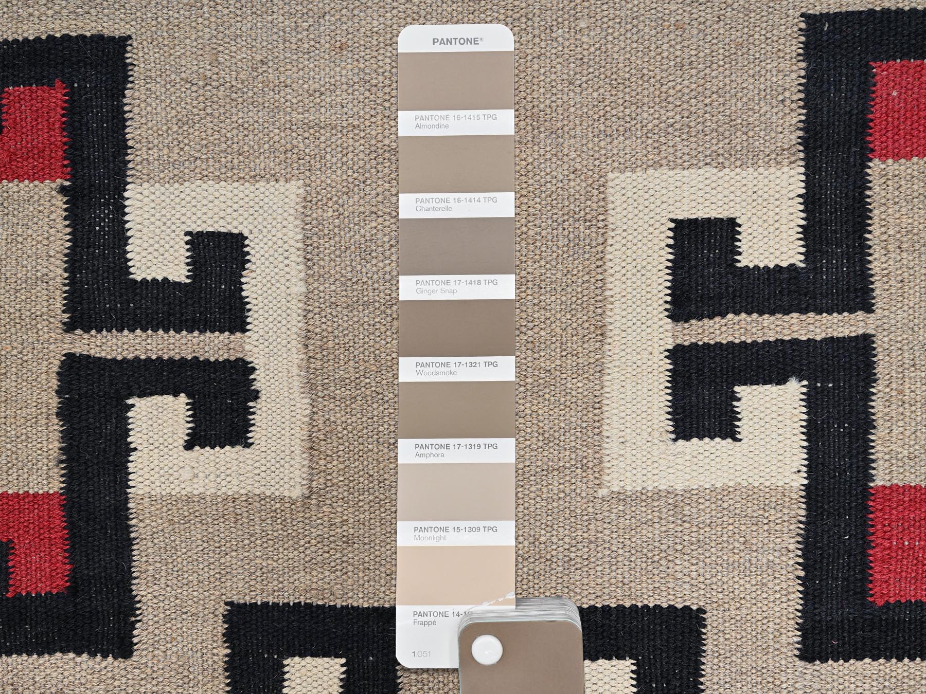 5'1"x7'2" Khaki Brown, Flat Weave, American Indian Southwest Geometric Design, Hand Woven, 100% Wool, Oriental Rug HR2287 - Image 5