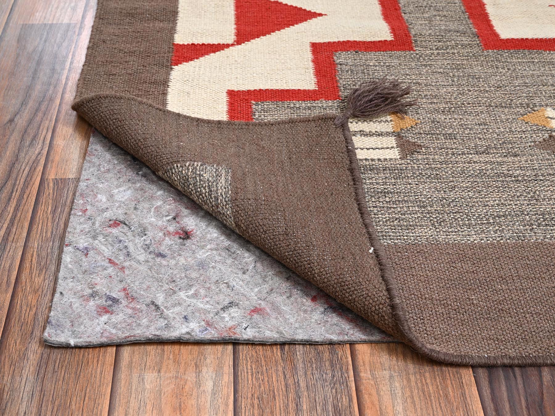 5'1"x7' Spanish Gray, Flat Weave, American Indian Southwest Geometric Design, Hand Woven, 100% Wool, Oriental Rug HR2292 - Image 3