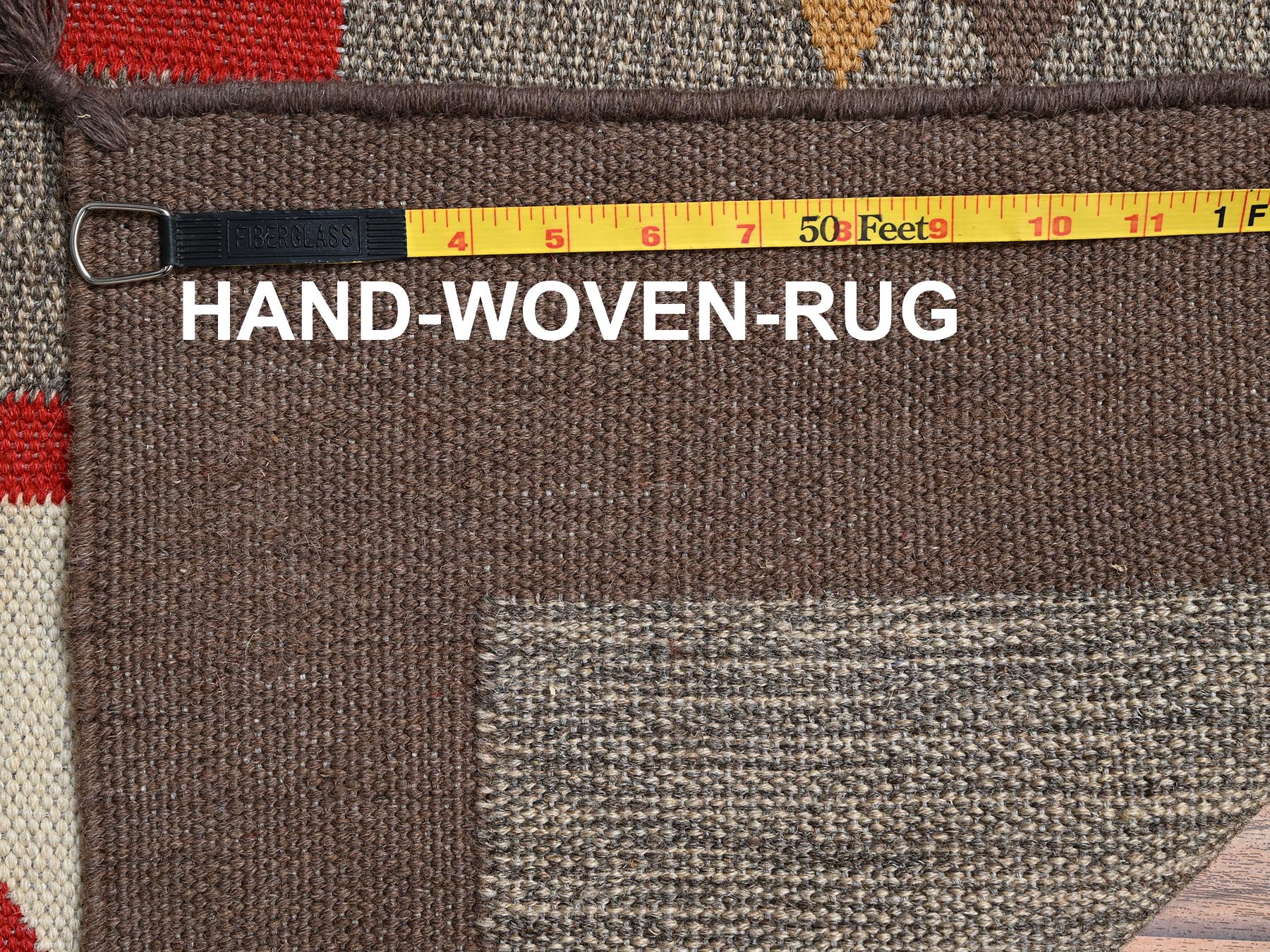 5'1"x7' Spanish Gray, Flat Weave, American Indian Southwest Geometric Design, Hand Woven, 100% Wool, Oriental Rug HR2292 - Image 7