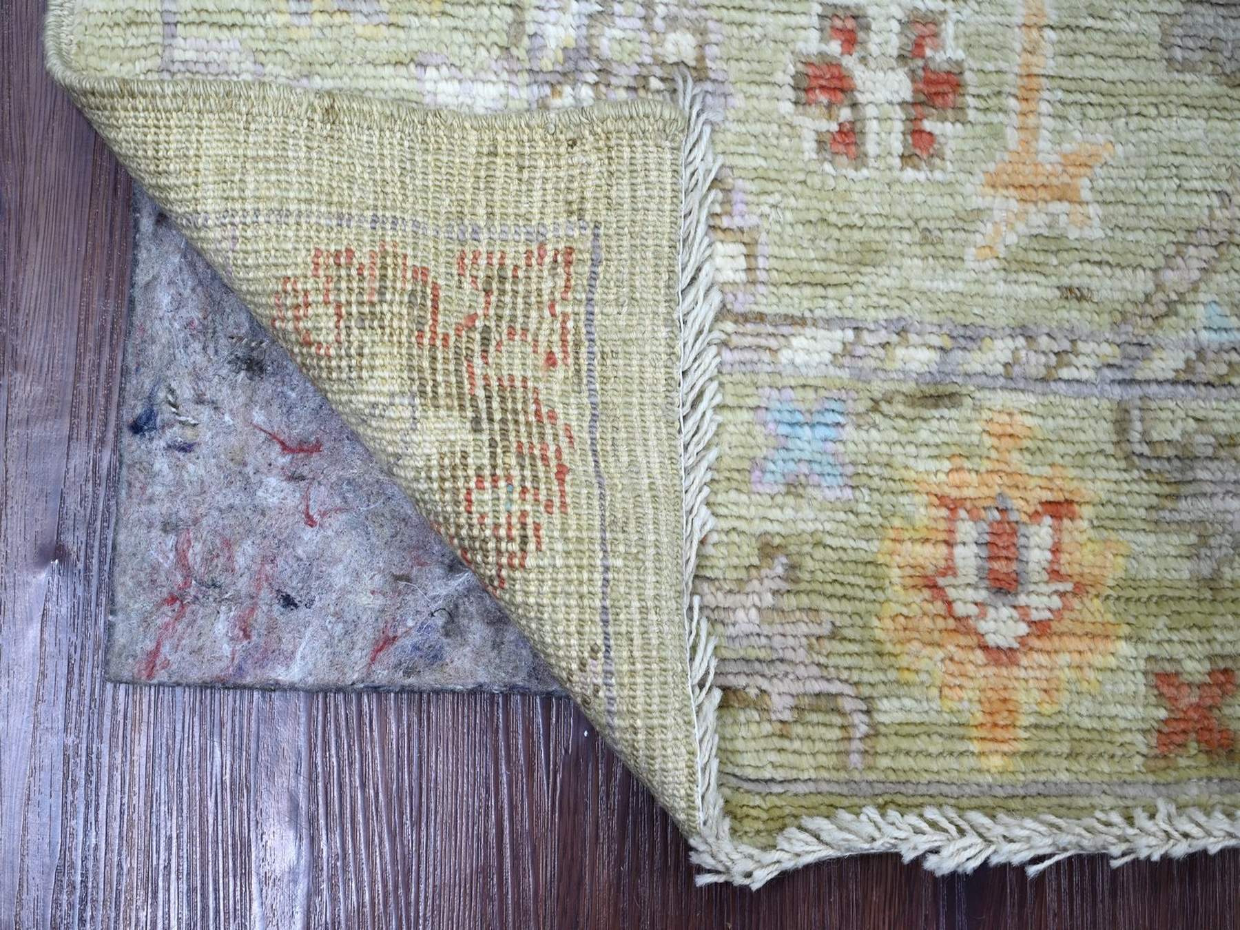3'2"x5' Laurel Green, Afghan Angora Oushak with All Over Leaf Design, Hand Knotted, 100% Wool, Vegetable Dyes, Oriental Rug HR22920 - Image 2