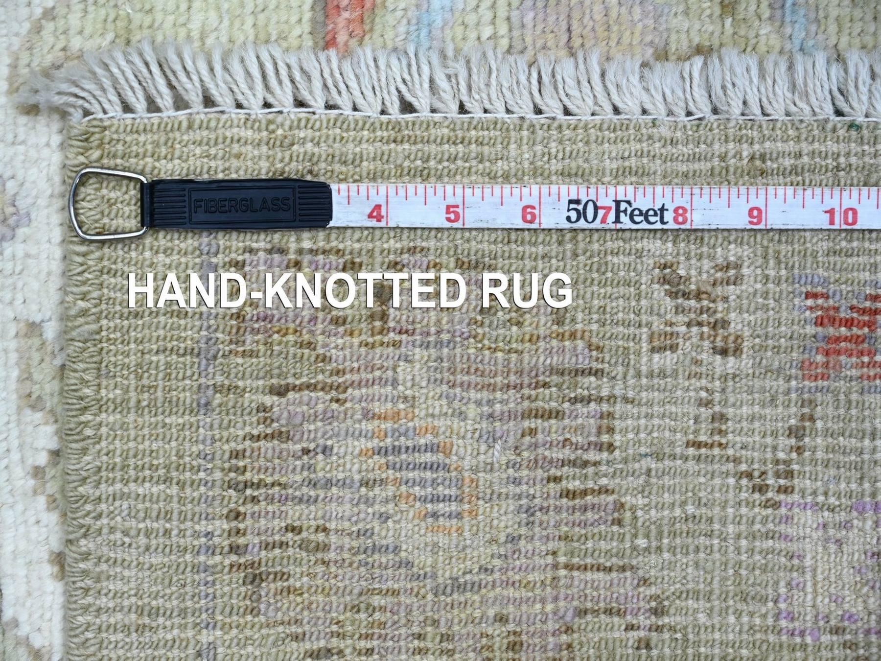 3'2"x5' Laurel Green, Afghan Angora Oushak with All Over Leaf Design, Hand Knotted, 100% Wool, Vegetable Dyes, Oriental Rug HR22920 - Image 6