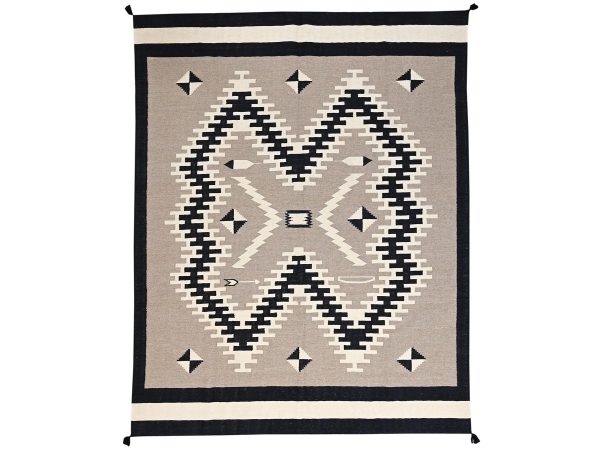 8'1"x10' Khaki Brown, Hand Woven, Flat Weave, American Indian Southwest Geometric Design, 100% Wool, Oriental Rug HR2295