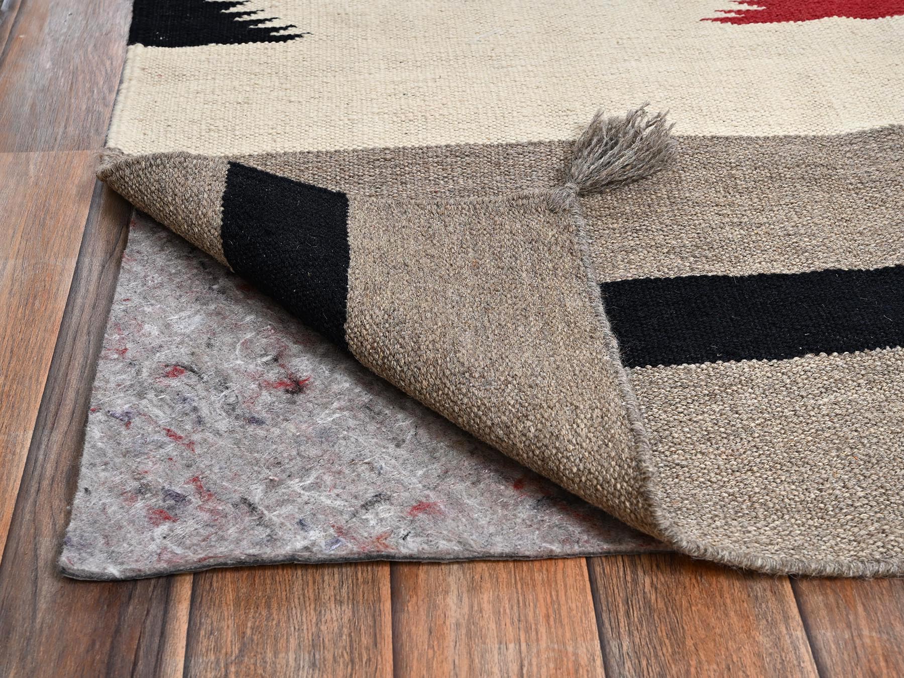 8'x10'3" Ivory-Brown, American Indian Southwest Geometric Design, Flat Weave, Hand Woven, 100% Wool, Oriental Rug HR2296 - Image 3