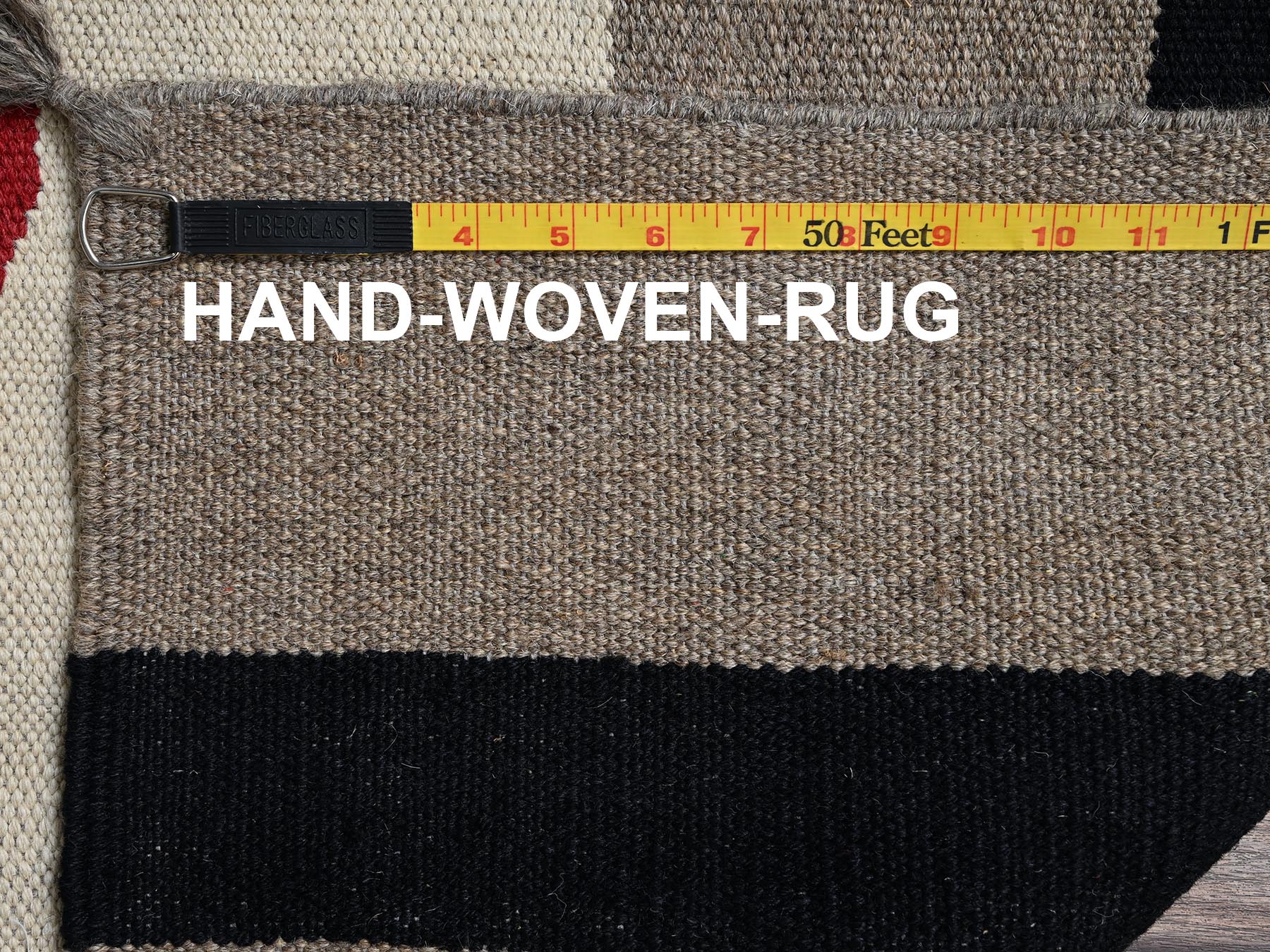 8'x10'3" Ivory-Brown, American Indian Southwest Geometric Design, Flat Weave, Hand Woven, 100% Wool, Oriental Rug HR2296 - Image 7