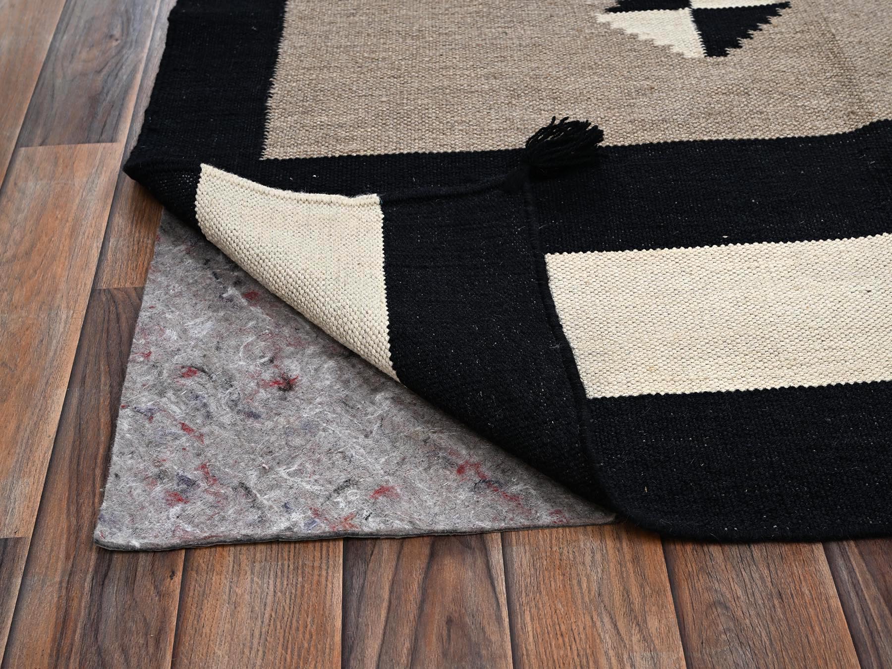 9'1"x11'9" Khaki Brown, Flat Weave, American Indian Southwest Geometric Design, Hand Woven, 100% Wool, Oriental Rug HR2299 - Image 3