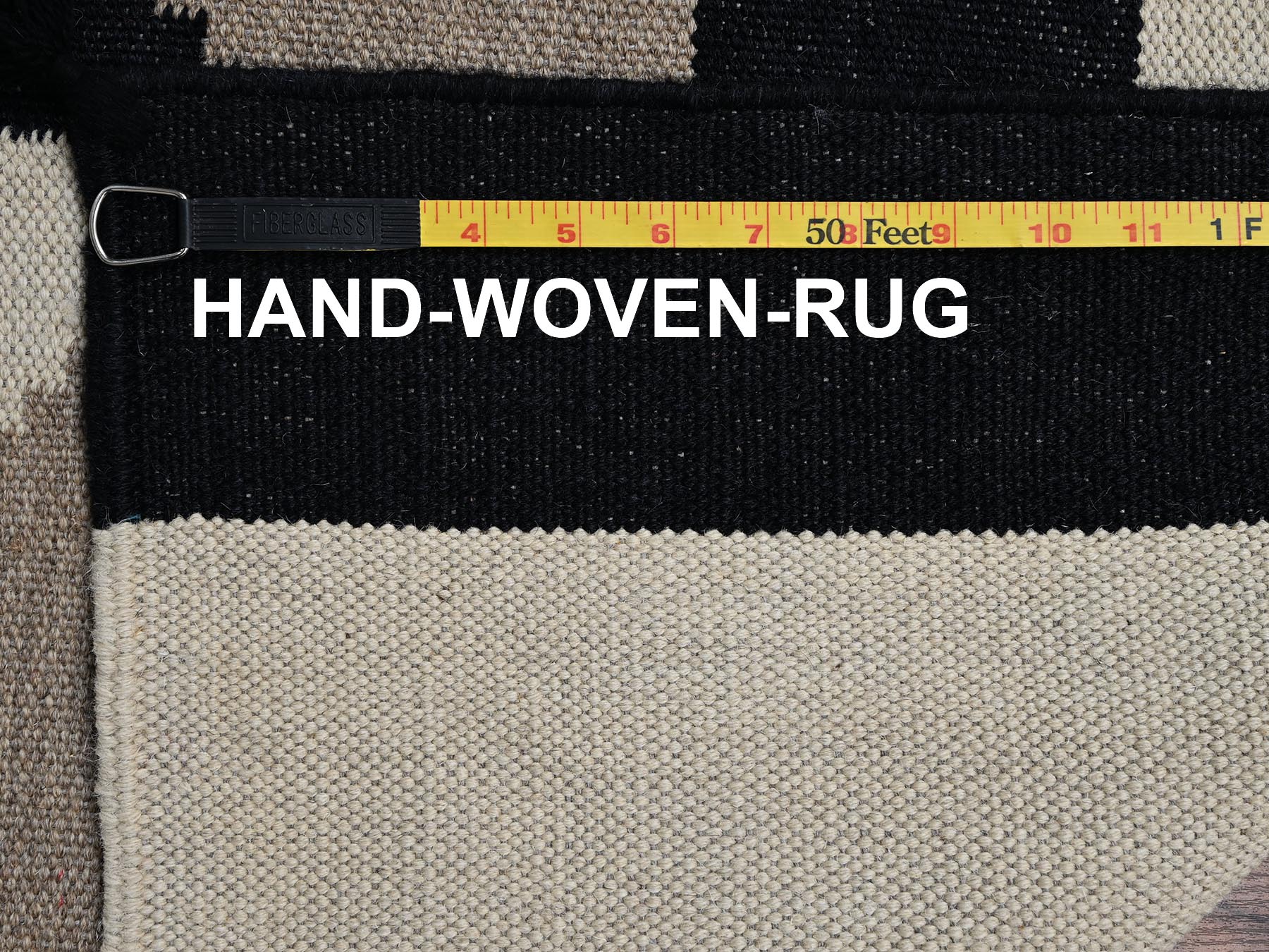 9'1"x11'9" Khaki Brown, Flat Weave, American Indian Southwest Geometric Design, Hand Woven, 100% Wool, Oriental Rug HR2299 - Image 7