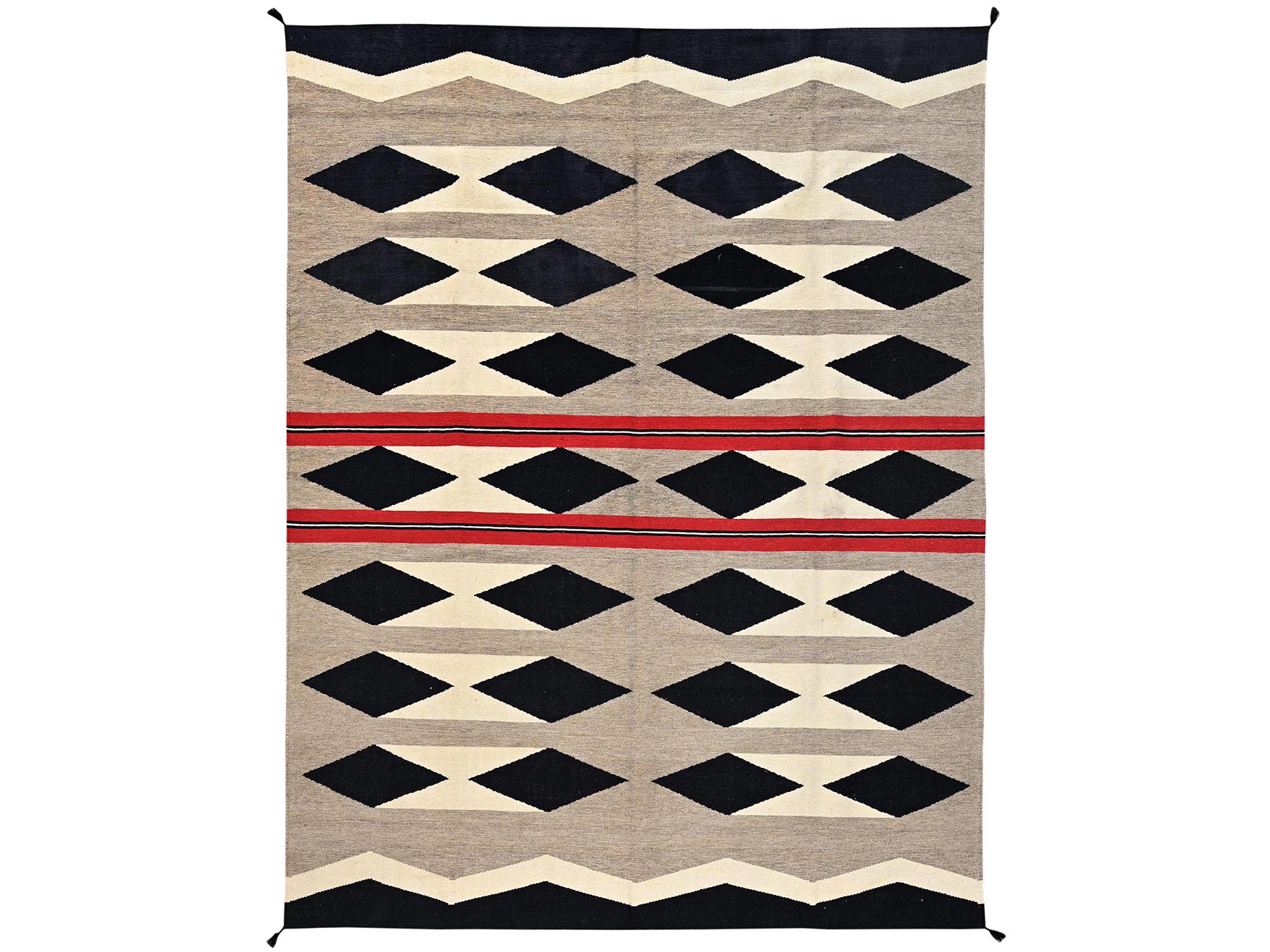 9'3"x11'10" Khaki Brown, Flat Weave, American Indian Southwest Geometric Design, Hand Woven, 100% Wool, Oriental Rug HR2314