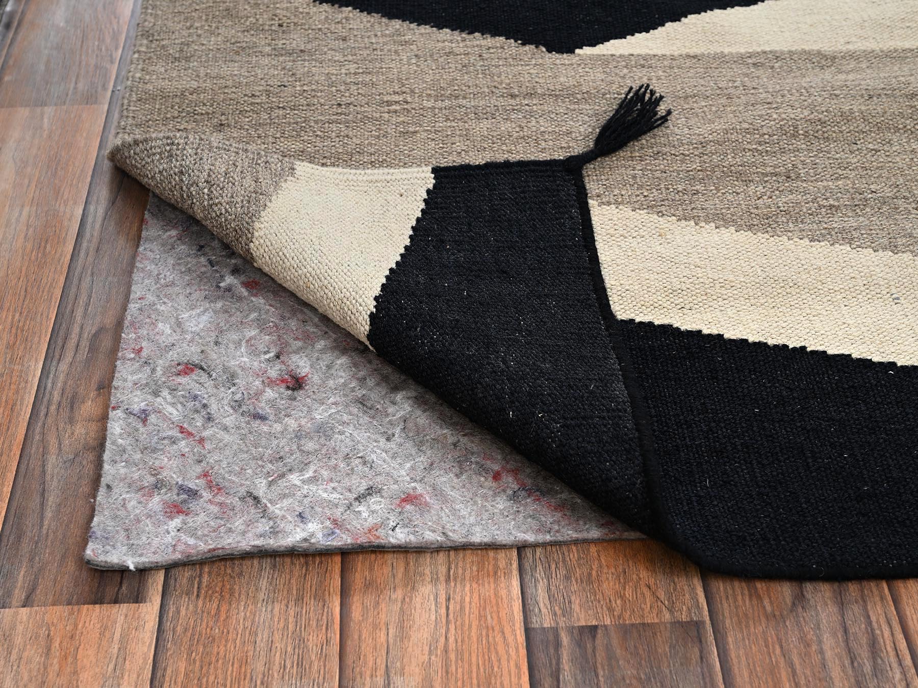 9'3"x11'10" Khaki Brown, Flat Weave, American Indian Southwest Geometric Design, Hand Woven, 100% Wool, Oriental Rug HR2314 - Image 3