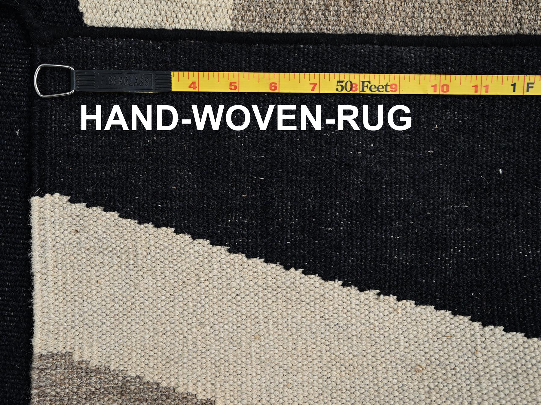 9'3"x11'10" Khaki Brown, Flat Weave, American Indian Southwest Geometric Design, Hand Woven, 100% Wool, Oriental Rug HR2314 - Image 7