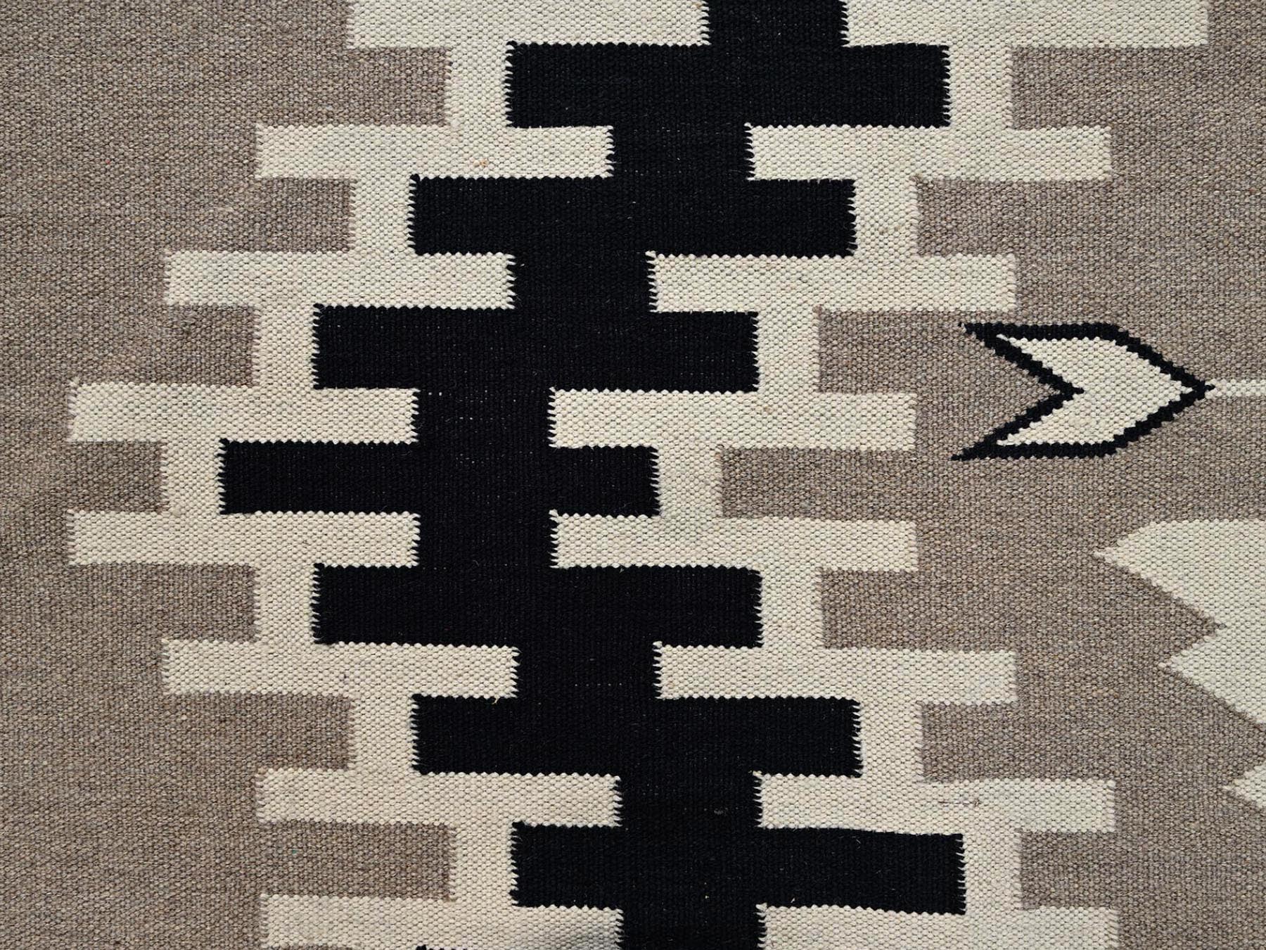 9'2"x11'10" Khaki Brown, American Indian Southwest Geometric Design, Hand Woven, Flat Weave, 100% Wool, Oriental Rug HR2315 - Image 4