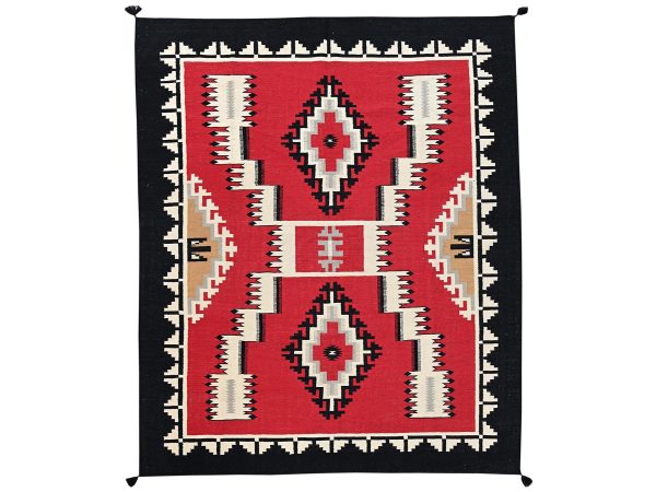 8'3"x10' Crimson Red, American Indian Southwest Geometric Design, Hand Woven, Flat Weave, 100% Wool, Oriental Rug HR2317