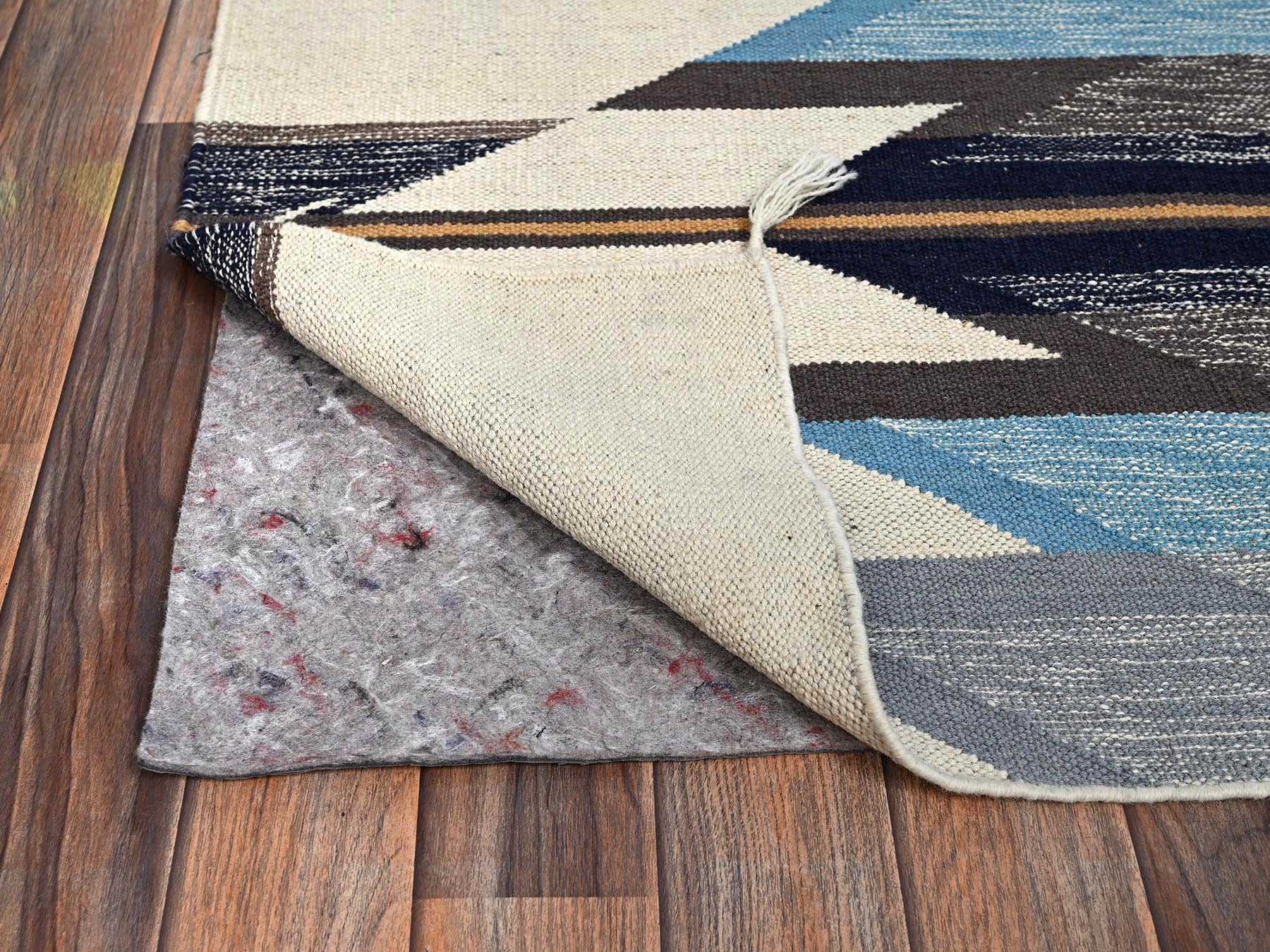 5'4"x6'10" Light Blue, American Indian Southwest Geometric Design, Flat Weave, Hand Woven, 100% Wool, Oriental Rug HR2320 - Image 3