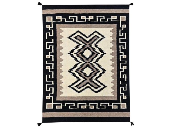 5'2"x7' Khaki Brown, American Indian Southwest Geometric Design, Flat Weave, Hand Woven, 100% Wool, Oriental Rug HR2326
