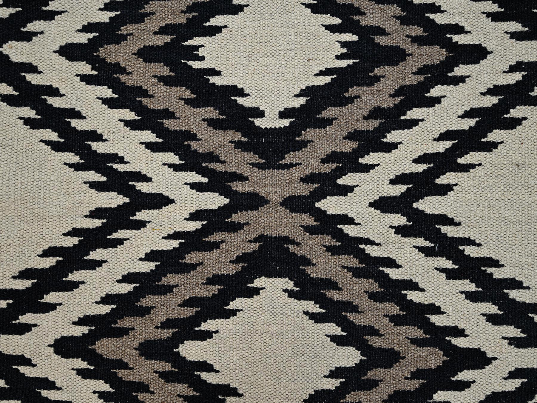5'2"x7' Khaki Brown, American Indian Southwest Geometric Design, Flat Weave, Hand Woven, 100% Wool, Oriental Rug HR2326 - Image 4