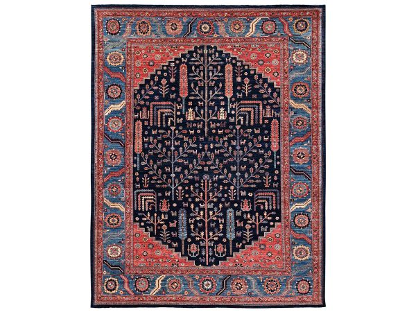 10'1"x13'4" Yale Blue, Aryana Grade, Cypress and Willow Tree Design, High Mountain Wool, Hand Knotted, Vegetable Dyes, Soft Pile, Densely Woven, Oriental Rug HR2356