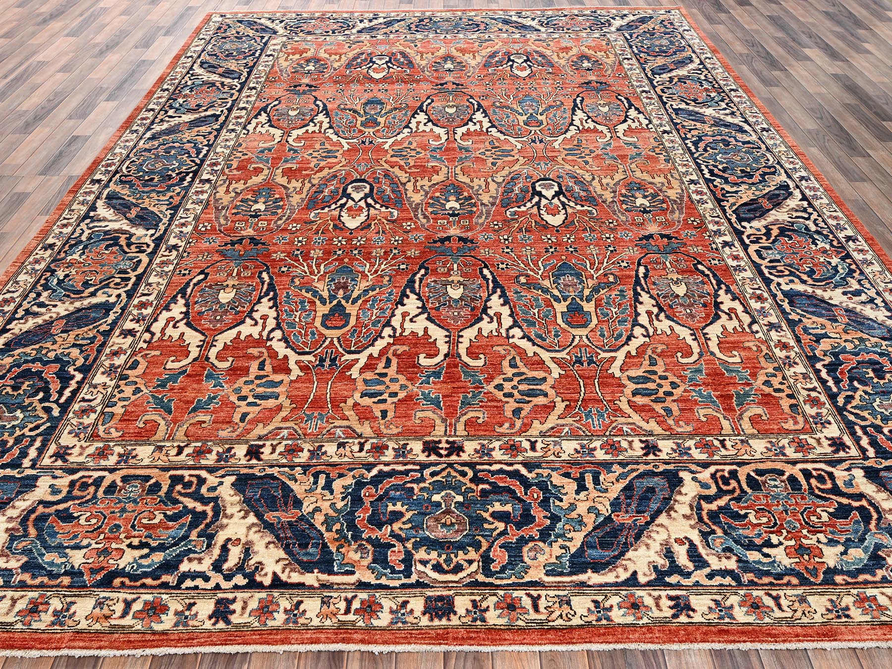 10'x14' Burnt Orange, Bijar Garus Design, High Mountain Wool, Hand Knotted, Vegetable Dyes, Aryana Collection, Soft Pile, Densely Woven, Oriental Rug HR2358 - Image 2