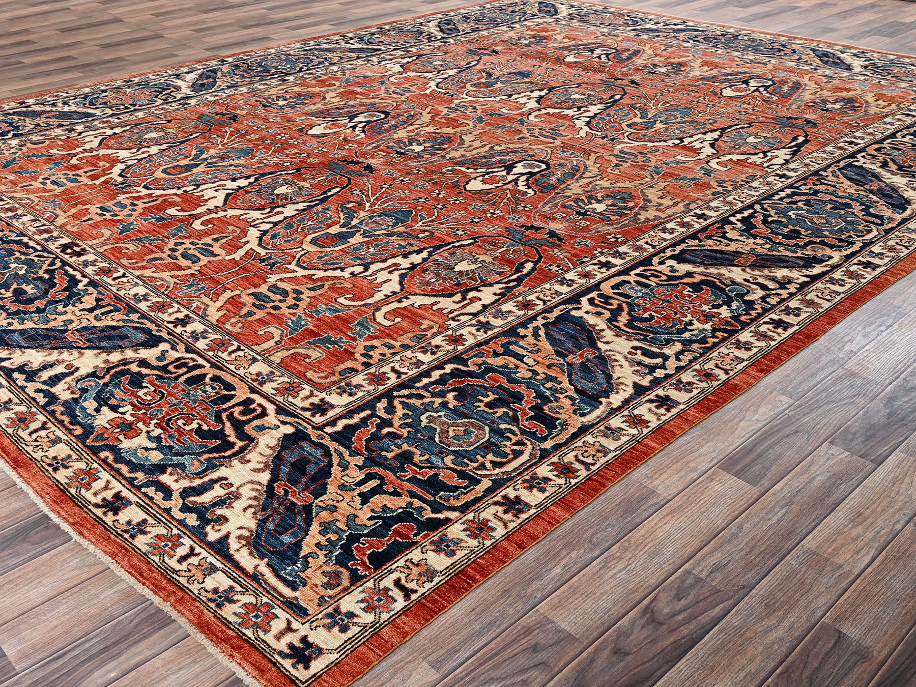 10'x14' Burnt Orange, Bijar Garus Design, High Mountain Wool, Hand Knotted, Vegetable Dyes, Aryana Collection, Soft Pile, Densely Woven, Oriental Rug HR2358 - Image 3