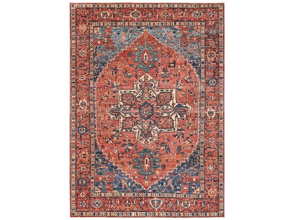 9'4"x13'1" Burnt Orange, Aryana Collection, Serapi Heriz with Large Medallion Design, Vegetable Dyes, High Mountain Wool, Hand Knotted, Soft Pile, Densely Woven, Oriental Rug HR2360