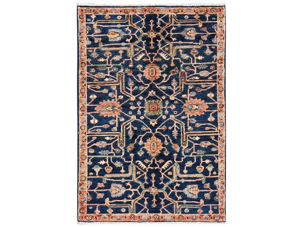 3'x4'9" Yale Blue, Antique Heriz Design, Aryana Grade, Vegetable Dyes, Soft Pile, Hand Knotted, High Mountain Wool, Densely Woven, Oriental Rug HR2376