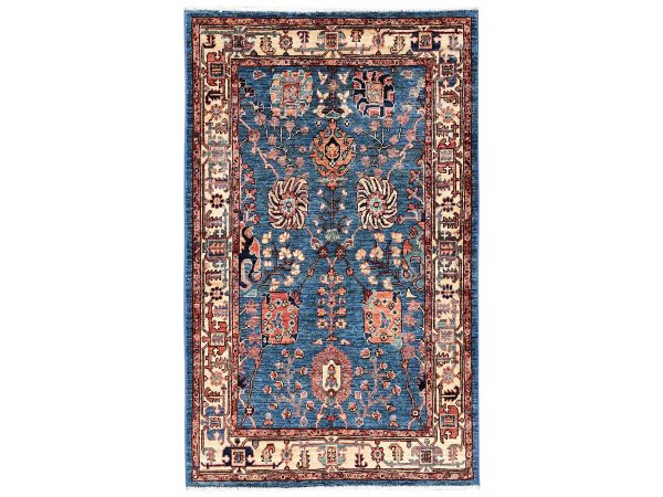 3'2"x5'2" Imperial Blue, Tabriz Design, Aryana Collecion, Vegetable Dyes, Soft Pile, High Mountain Wool, Hand Knotted, Densely Woven, Oriental Rug HR2377