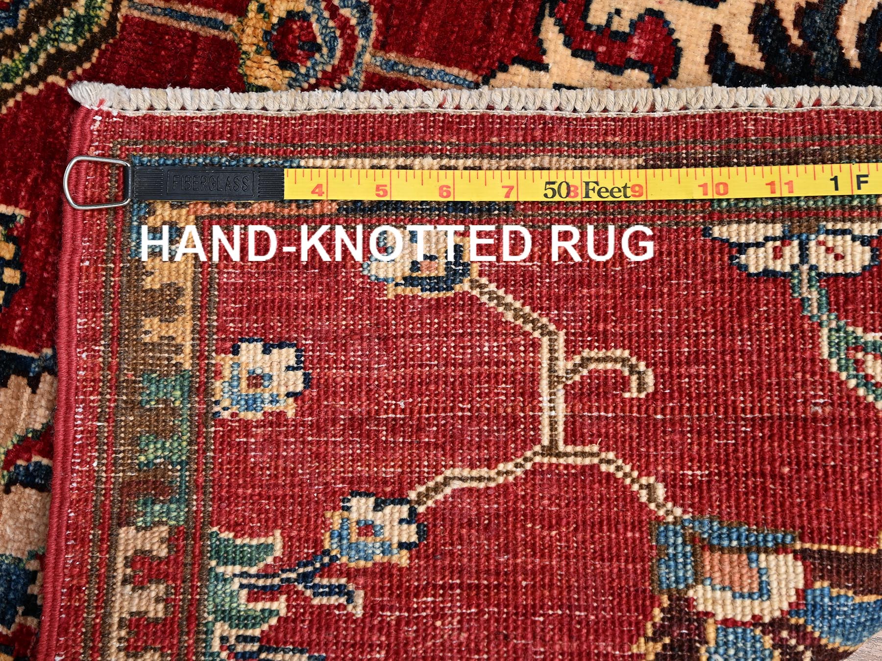 3'5"x4'7" Ajax Red, Northwest Persian Design, Aryana Grade, Vegetable Dyes, Soft Pile, High Mountain Wool, Hand Knotted, Densely Woven, Oriental Rug HR2414 - Image 7