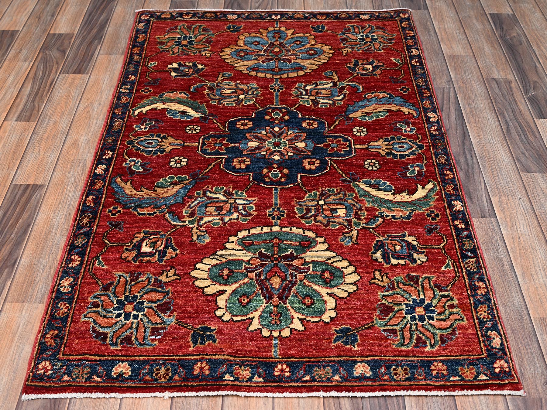 3'2"x4'9" Ajax Red, Heriz Design, Aryana Grade, Vegetable Dyes, Soft Pile, High Mountain Wool, Hand Knotted, Densely Woven, Oriental Rug HR2417 - Image 2