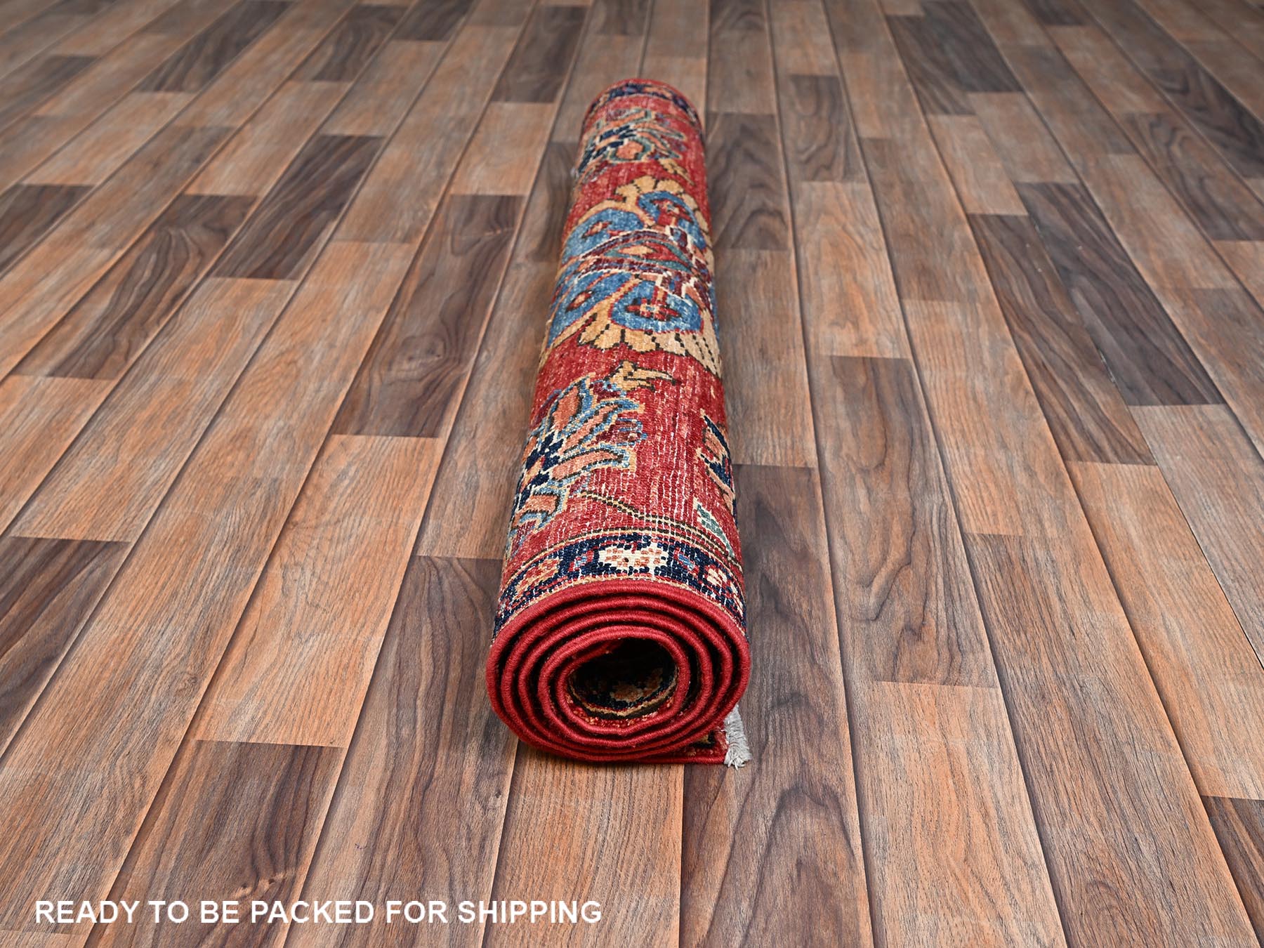 3'2"x4'9" Ajax Red, Heriz Design, Aryana Grade, Vegetable Dyes, Soft Pile, High Mountain Wool, Hand Knotted, Densely Woven, Oriental Rug HR2417 - Image 5