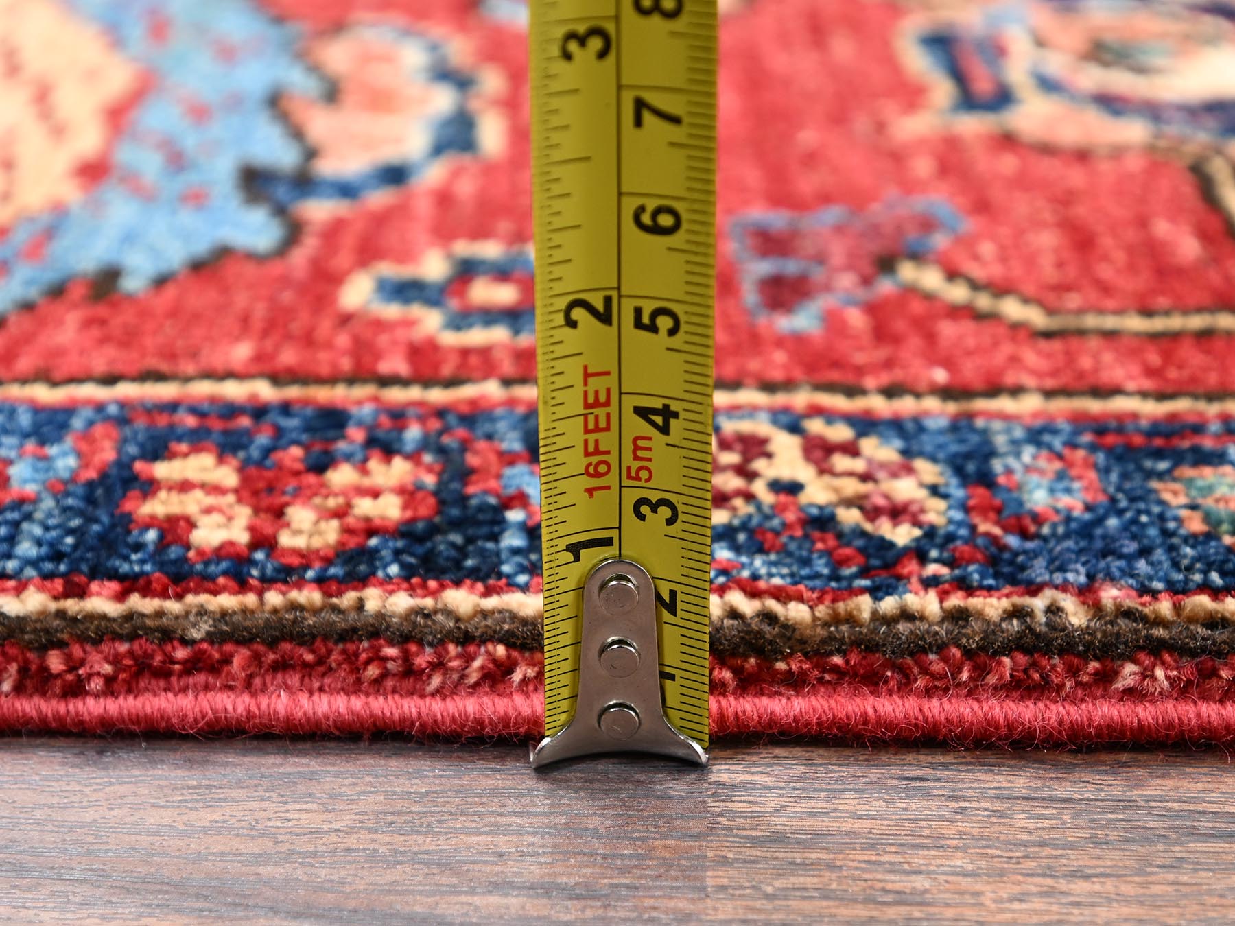 3'2"x4'9" Ajax Red, Heriz Design, Aryana Grade, Vegetable Dyes, Soft Pile, High Mountain Wool, Hand Knotted, Densely Woven, Oriental Rug HR2417 - Image 6