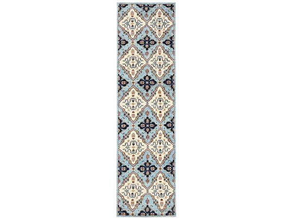 2'7"x9'8" Light Blue, Northwest Persian Design, Aryana Grade, Vegetable Dyes, Soft Pile, High Mountain Wool, Hand Knotted, Densely Woven, Runner, Oriental Rug HR2429