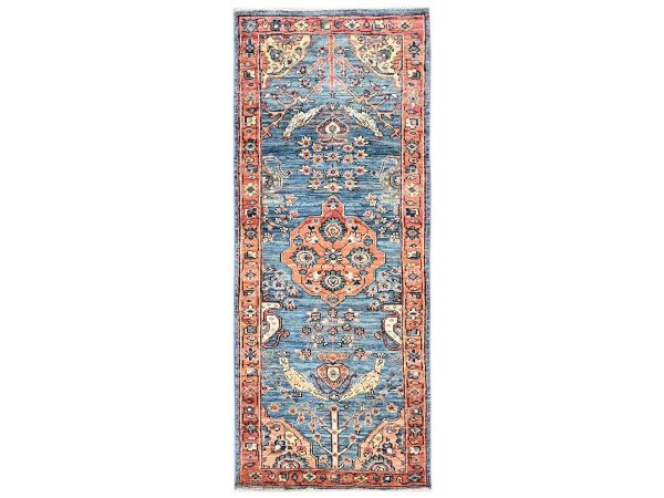 2'4"x5'8" Marlin Blue, Tabriz with Peacocks, Persian Design, Aryana Grade, Vegetable Dyes, Soft Pile, Hand Knotted, High Mountain Wool, Densely Woven, Short & Narrow Runner, Oriental Rug HR2436