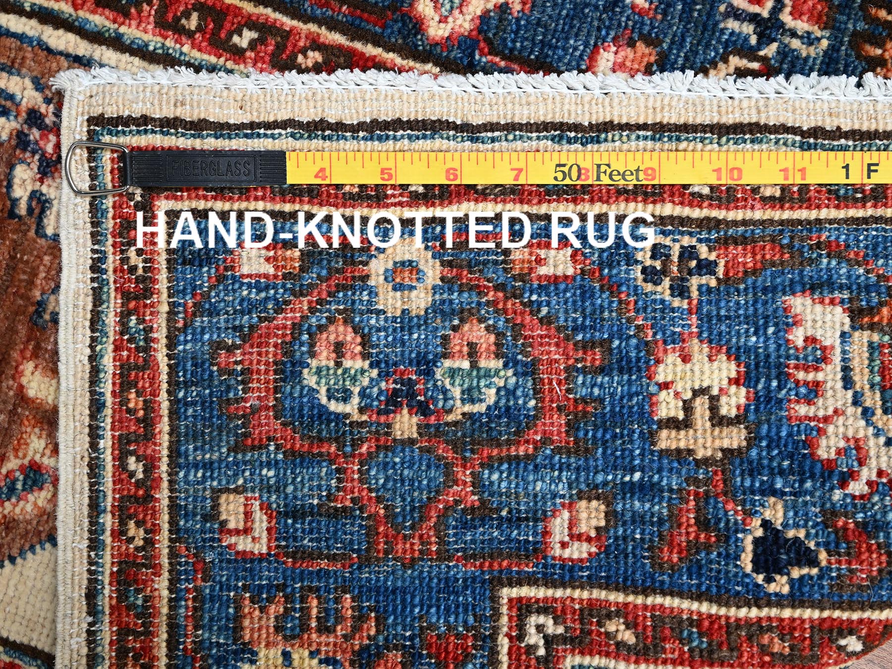 2'1"x6'5" Chiffon White, Serapi Heriz Bakshaish Design, High Mountain Wool, Aryana Collection, Vegetable Dyes, Soft Pile, Hand Knotted, Densely Woven, Narrow Runner, Oriental Rug HR2437 - Image 7