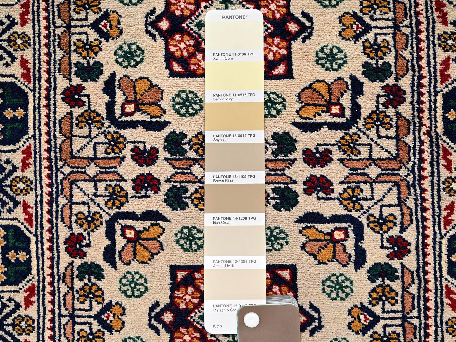 2'3"x4'10" Lace White, Afghan Andkhoy with All Over Geometric Motif, Hand Knotted, Soft and Velvety Wool, Short & Narrow Runner, Oriental Rug HR2458 - Image 4