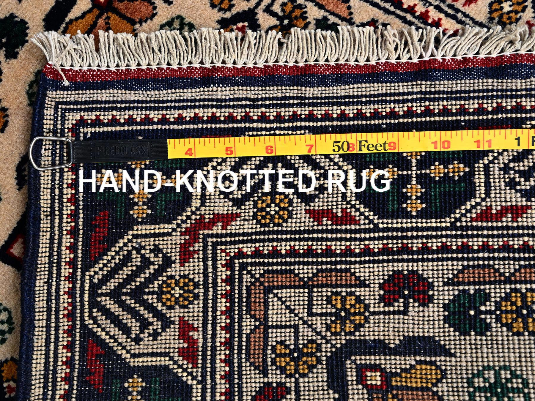 2'3"x4'10" Lace White, Afghan Andkhoy with All Over Geometric Motif, Hand Knotted, Soft and Velvety Wool, Short & Narrow Runner, Oriental Rug HR2458 - Image 7