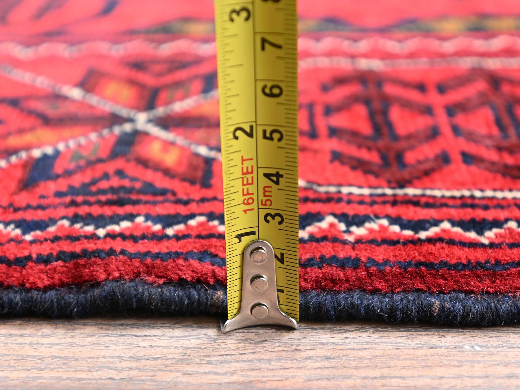 2'7"x9'7" Crimson Red, Afghan Andkhoy with Tribal Medallions, Soft and Velvety Wool, Hand Knotted, Runner, Oriental Rug HR2485 - Image 6
