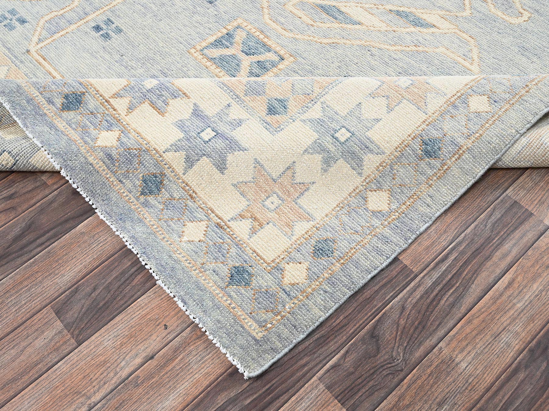 10'x14'1" Misty Gray, Anatolian Village Design, Turkish Knot, Hand Knotted, Zero Pile, Sheared Low, 100% Wool, Oriental Rug HR2560 - Image 7