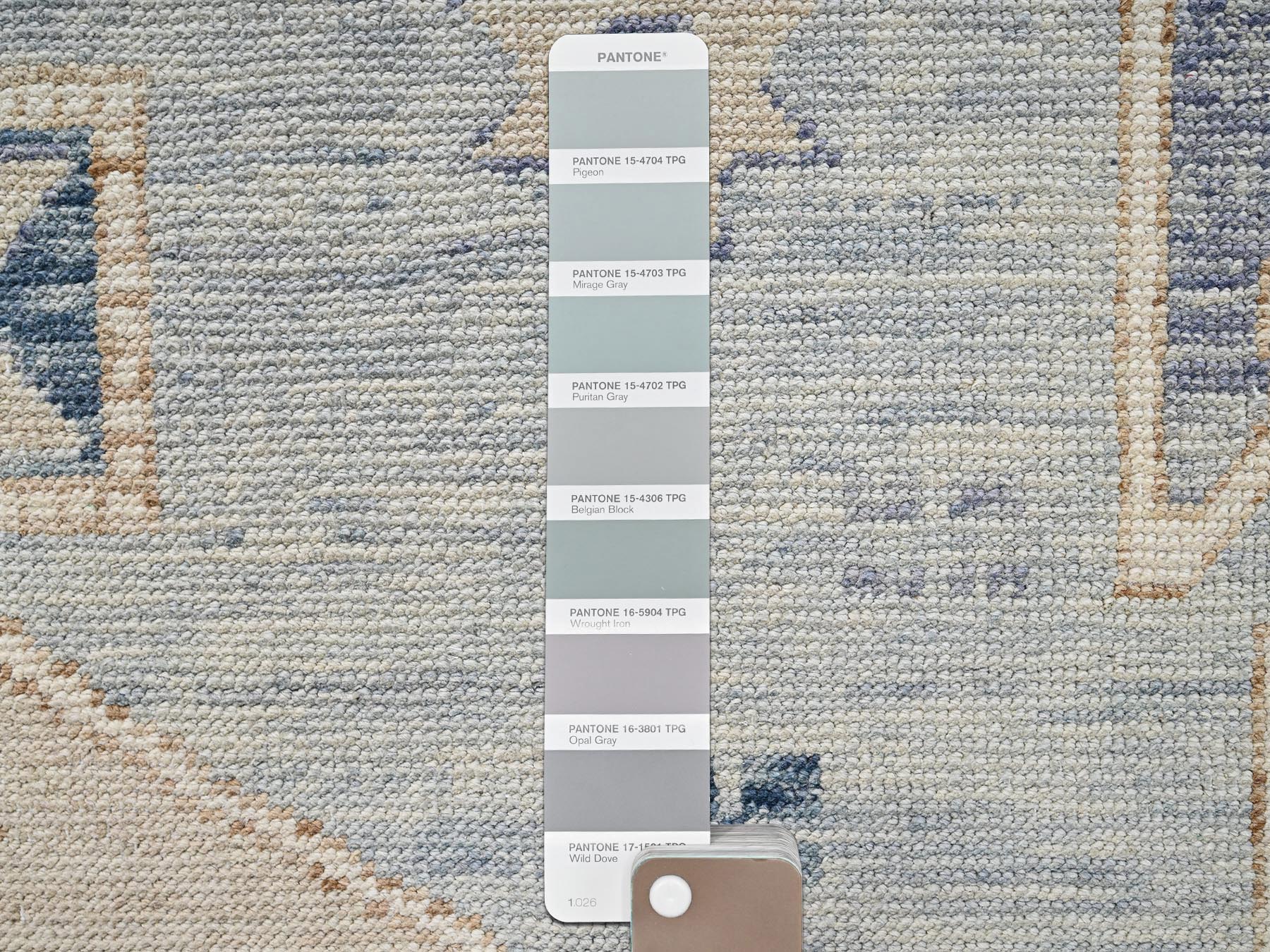 10'x14'1" Misty Gray, Anatolian Village Design, Turkish Knot, Hand Knotted, Zero Pile, Sheared Low, 100% Wool, Oriental Rug HR2560 - Image 8
