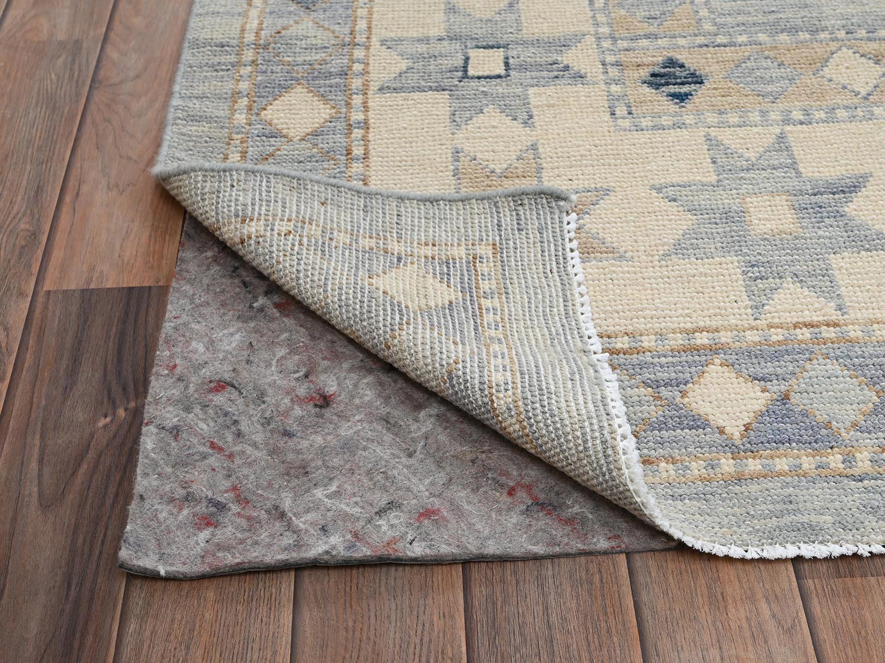 11'8"x15' Misty Gray, Anatolian Village Design, Turkish Knot, Hand Knotted, Zero Pile, Sheared Low, 100% Wool, XL, Oversized, Oriental Rug HR2562 - Image 5