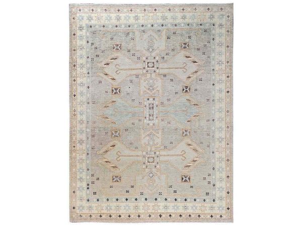 11'6"x14'10" Misty Gray, Anatolian Village Design, Turkish Knot, Sheared Low, Hand Knotted, 100% Wool, Zero Pile, XL, Oversized, Oriental Rug HR2565