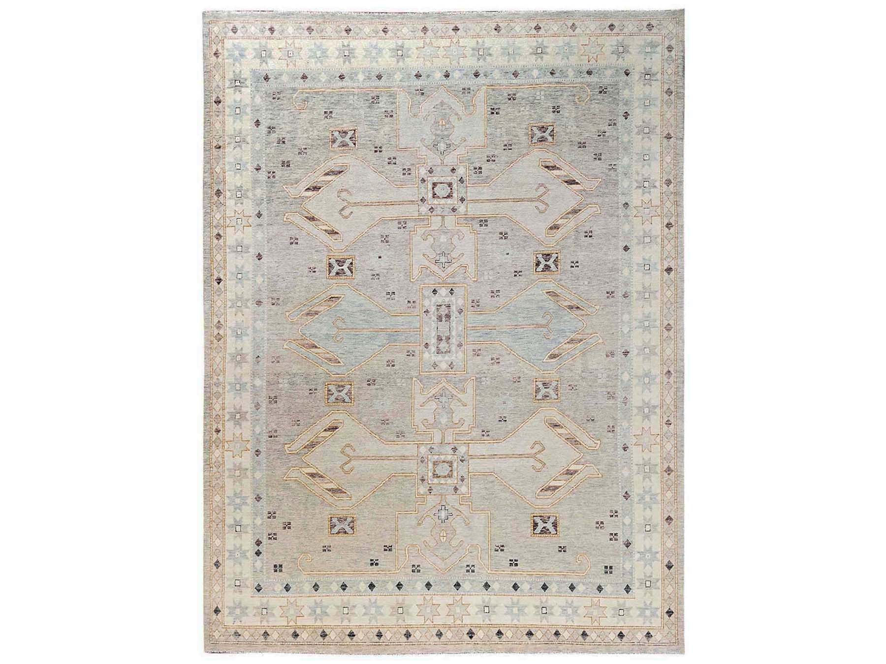 11'6"x14'10" Misty Gray, Anatolian Village Design, Turkish Knot, Sheared Low, Hand Knotted, 100% Wool, Zero Pile, XL, Oversized, Oriental Rug HR2565