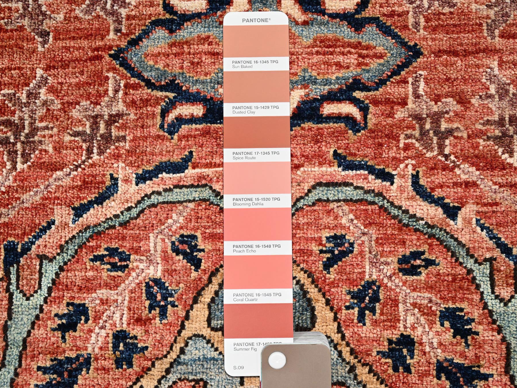 2'2"x3' Amber Orange, Aryana Collection, Heriz All Over Design, Vegetable Dyes, Soft Pile, High Mountain Wool, Hand Knotted, Densely Woven, Sample, Mat, Oriental Rug HR2570 - Image 4