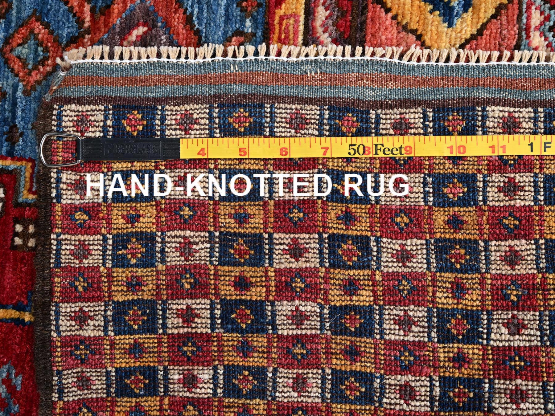 5'x6'10" Colorful, Afghan Ersari with Turkish Knot, Antique Caucasian Motif, Small Bird Figurines, Vegetable Dyes, Densely Woven, Hand Knotted, Soft and Velvety Wool, Oriental Rug HR2669 - Image 7