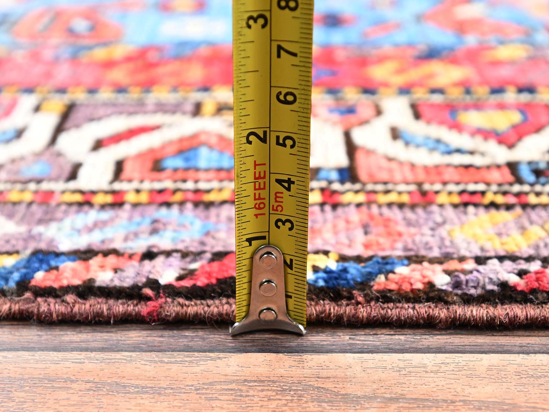 3'6"x4'7" Bayern Blue, Afghan Ersari with Turkish Knot, Bird Figurines, Vegetable Dyes, Densely Woven, Hand Knotted, Soft and Velvety Wool, Oriental Rug HR2670 - Image 6