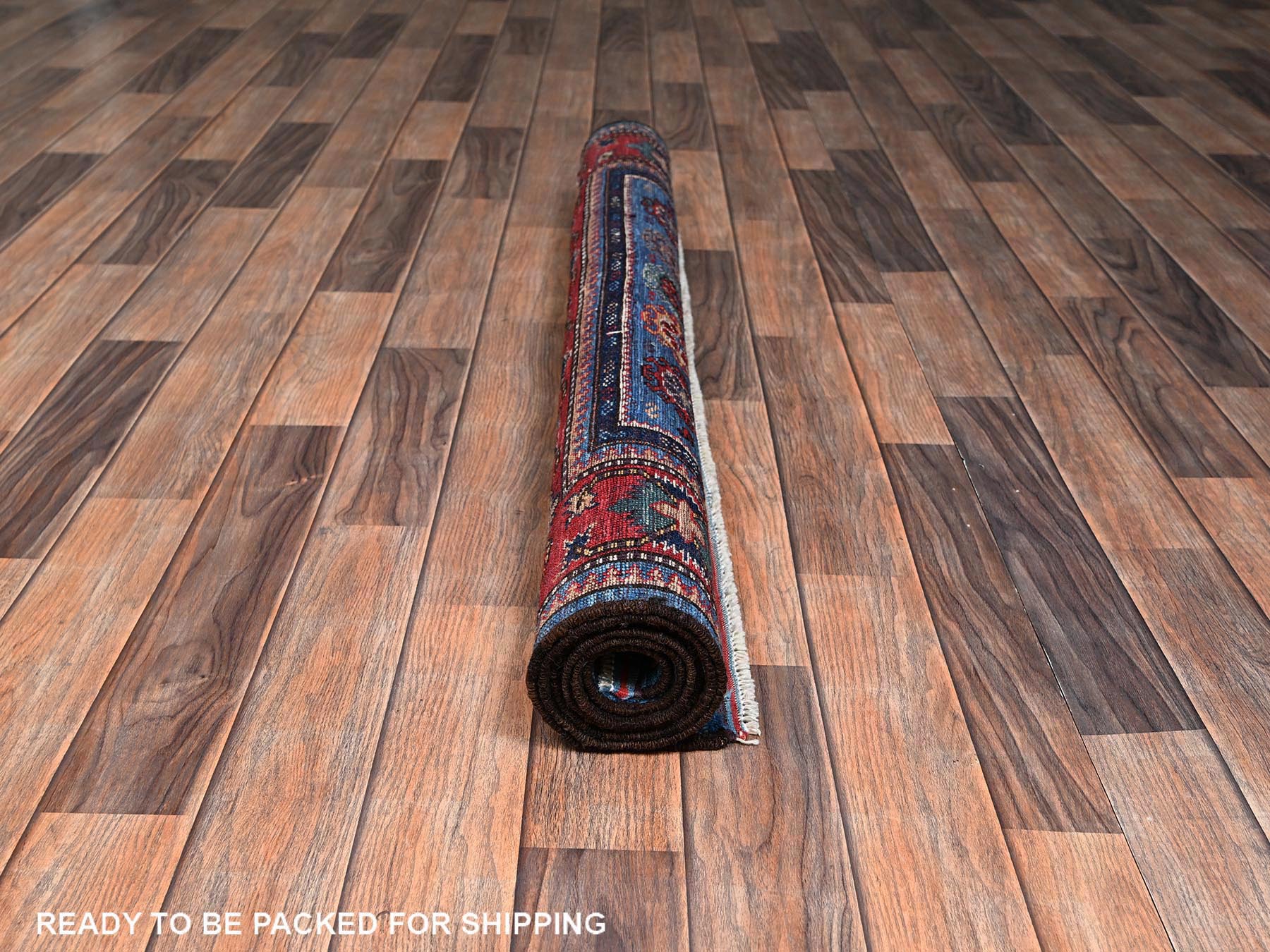 4'2"x5' Imperial Blue, Afghan Ersari with Turkish Knot, Antique Caucasian Motif, Vegetable Dyes, Densely Woven, Hand Knotted, Soft and Velvety Wool, Squarish, Oriental Rug HR2672 - Image 5