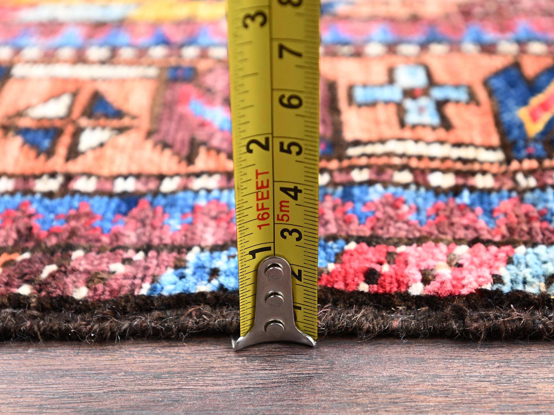 4'3"x6' Peach Color, Hand Knotted, Afghan Ersari with Turkish Knot, Antique Caucasian Motif, Vegetable Dyes, Densely Woven, Soft and Velvety Wool, Oriental Rug HR2674 - Image 6