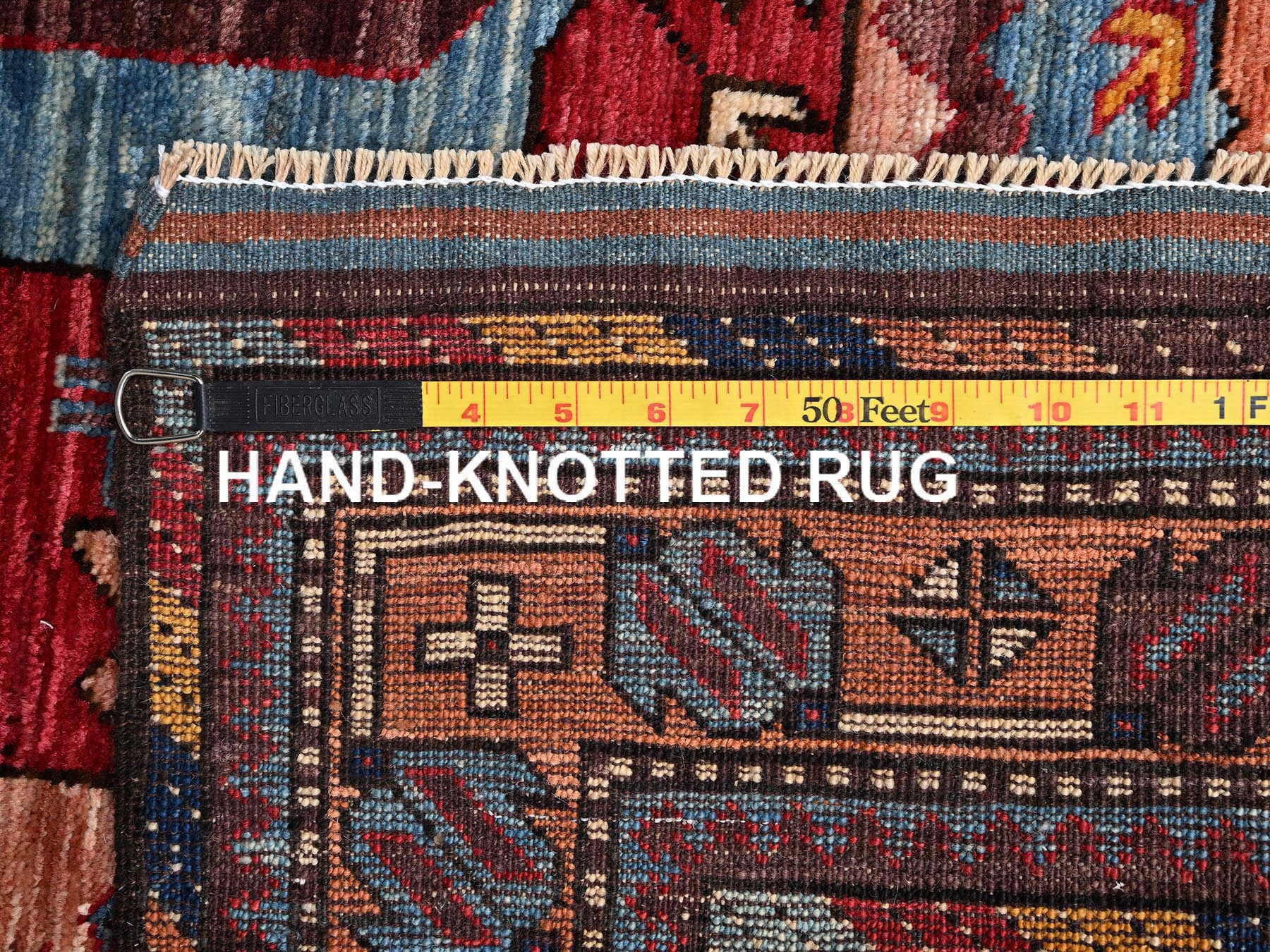 4'3"x6' Peach Color, Hand Knotted, Afghan Ersari with Turkish Knot, Antique Caucasian Motif, Vegetable Dyes, Densely Woven, Soft and Velvety Wool, Oriental Rug HR2674 - Image 7