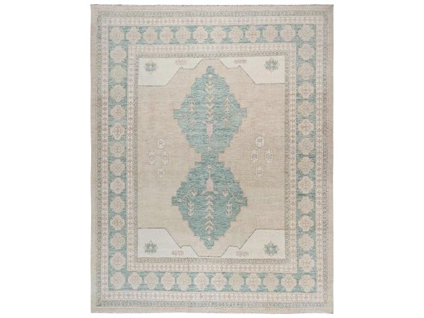 11'8"x14'8" Irish Cream Brown, Anatolian Village Design, Turkish Knot, Hand Knotted, Zero Pile, Sheared Low, 100% Wool, XL, Oversized, Oriental Rug HR2683