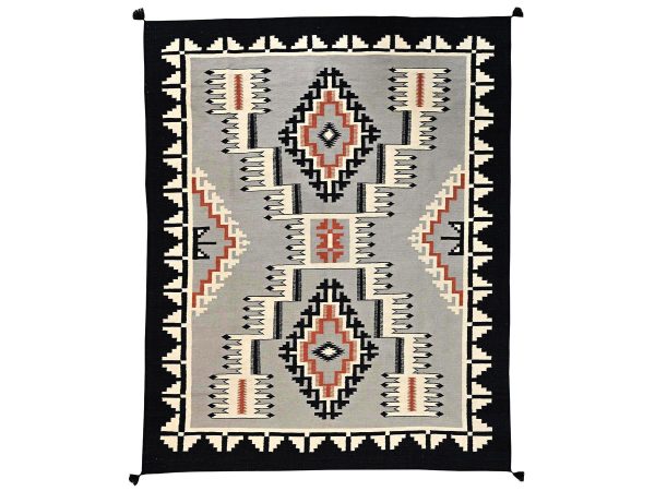 8'x10' Spanish Gray, American Indian Southwest Geometric Design, Flat Weave, Hand Woven, 100% Wool, Oriental Rug HR2691