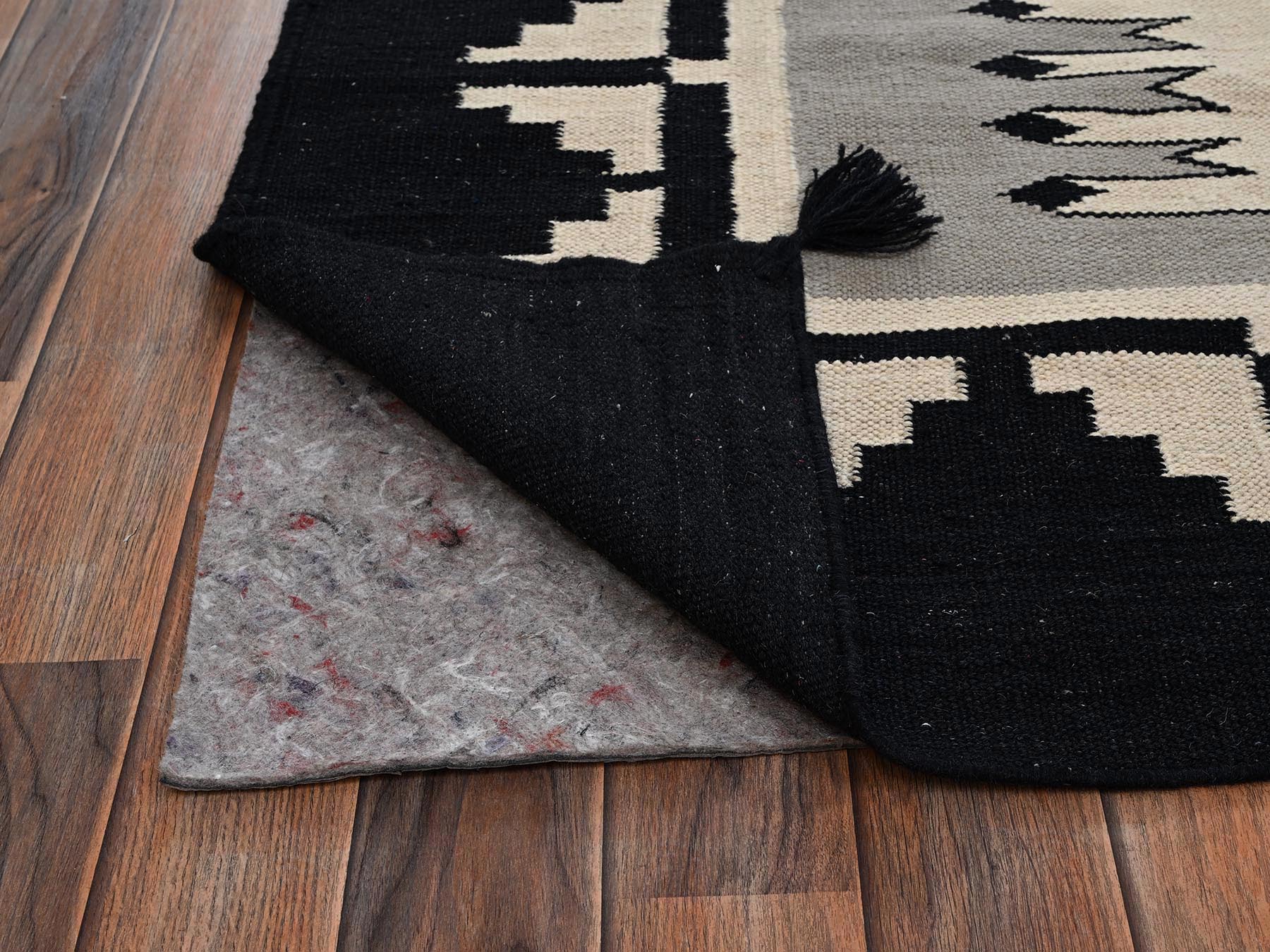 8'x10' Spanish Gray, American Indian Southwest Geometric Design, Flat Weave, Hand Woven, 100% Wool, Oriental Rug HR2691 - Image 3